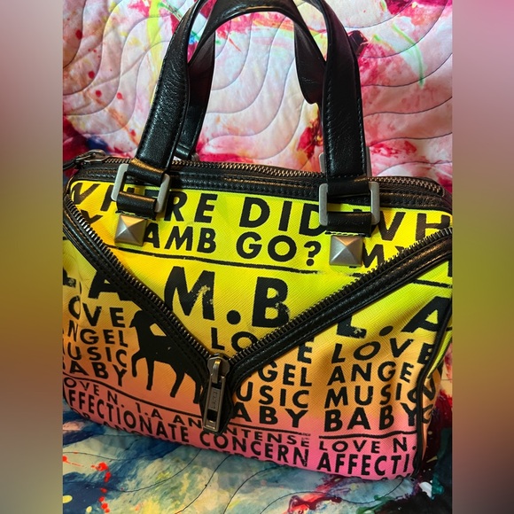 L.A.M.B. Handbags - L.A.M.B. Yellow Pink satchel